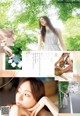A collage of photos of a woman with a guitar.